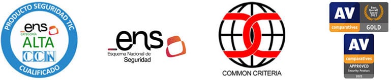 Zertifizierungsabzeichen wie Common Criteria, ENS und CCN