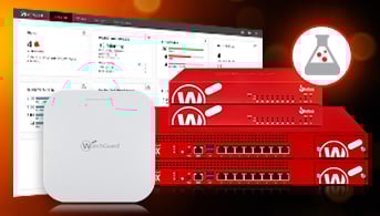 Collage of web page console, WI-FI device, network devices and beaker symbol
