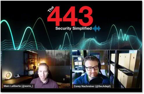 The 443 Podcast logo above photos of Marc and Corey