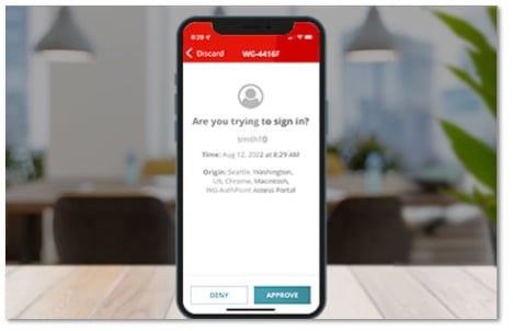 WatchGuard AuthPoint verification screen showing on a mobile phone