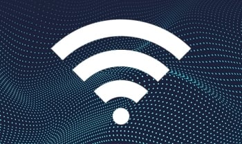 White Wi-Fi symbol on a curved dot patterned background