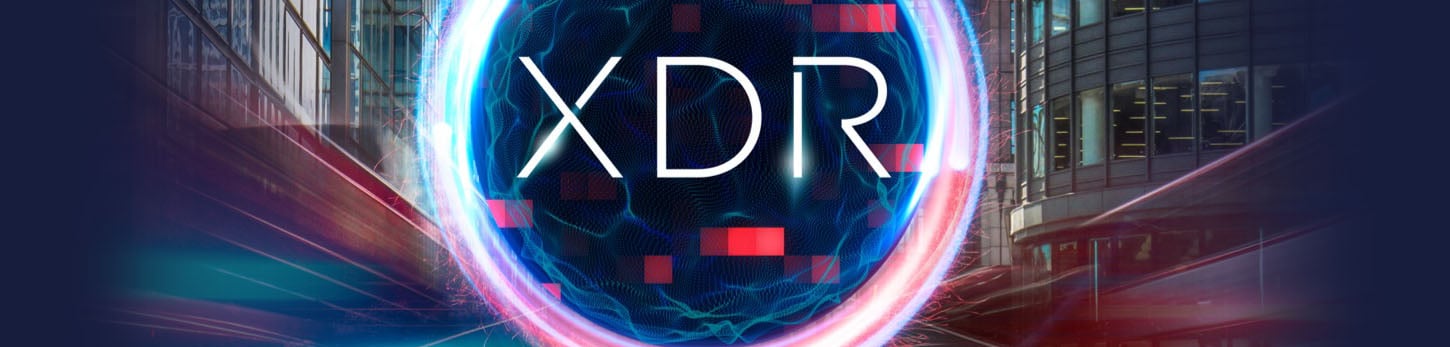 XDR in white letters inside a red and blue bubble